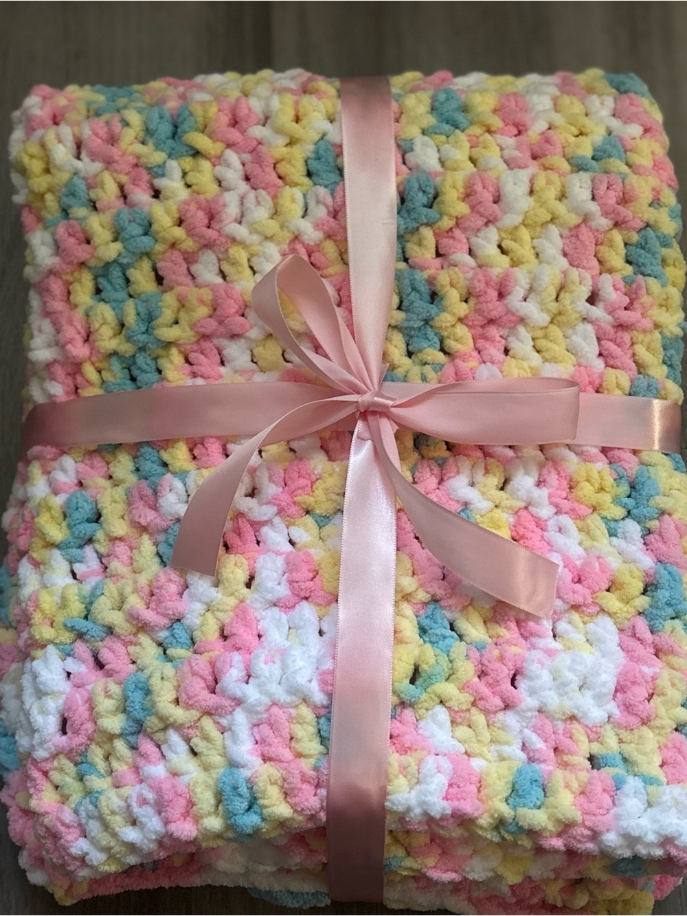 Soft Pastel Crochet Baby Blanket - Multi-Color